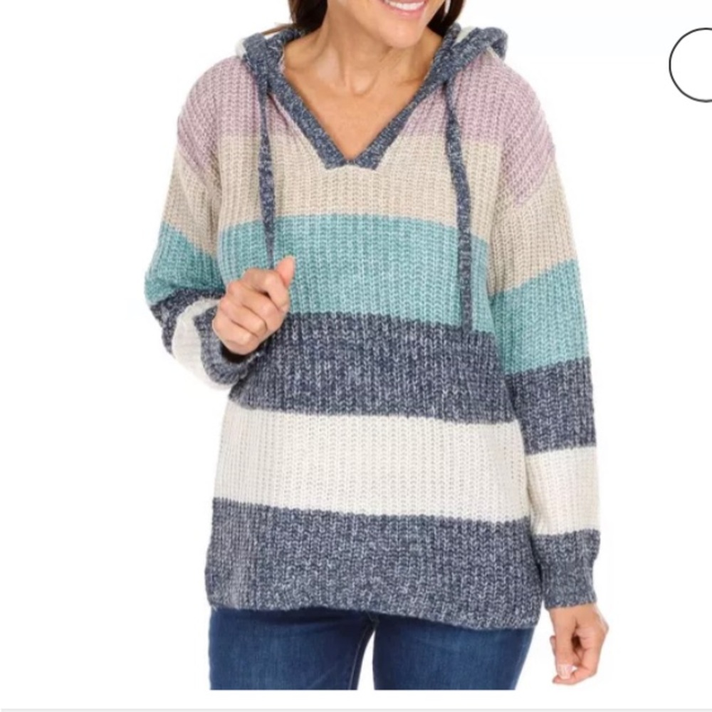 C&C California Striped Marled Chunky Sweater 1x